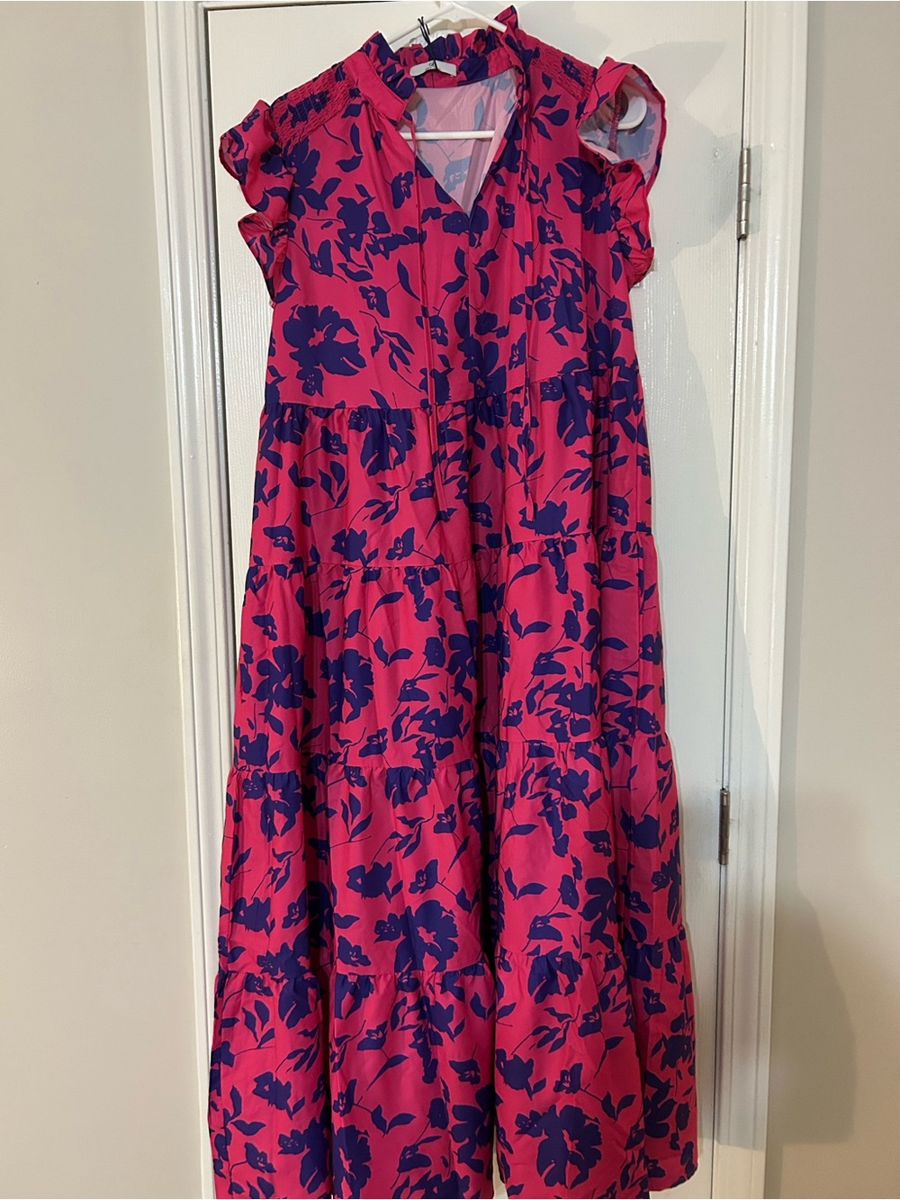Pink Floral Tiered Dress